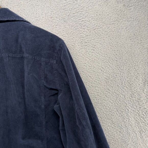 Zara Jacket Men's Large Blue Navy Corduroy Bomber Trucker Boxy Crop Pockets - Picture 9 of 10